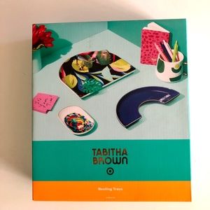 NIB Blue Tabitha Brown 3 pc Nesting Trays Set "Hello There"
